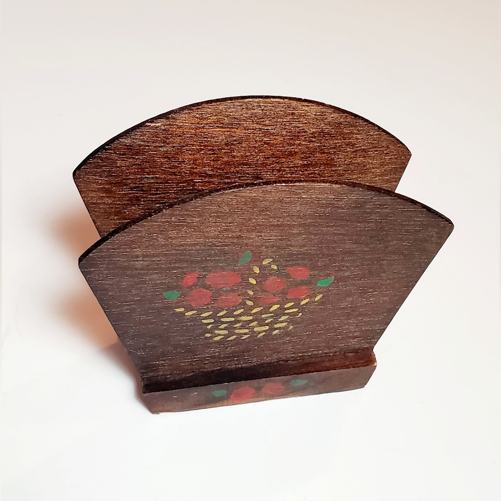 Vintage Wooden Hand Painted Cottagecore Napkin Holder